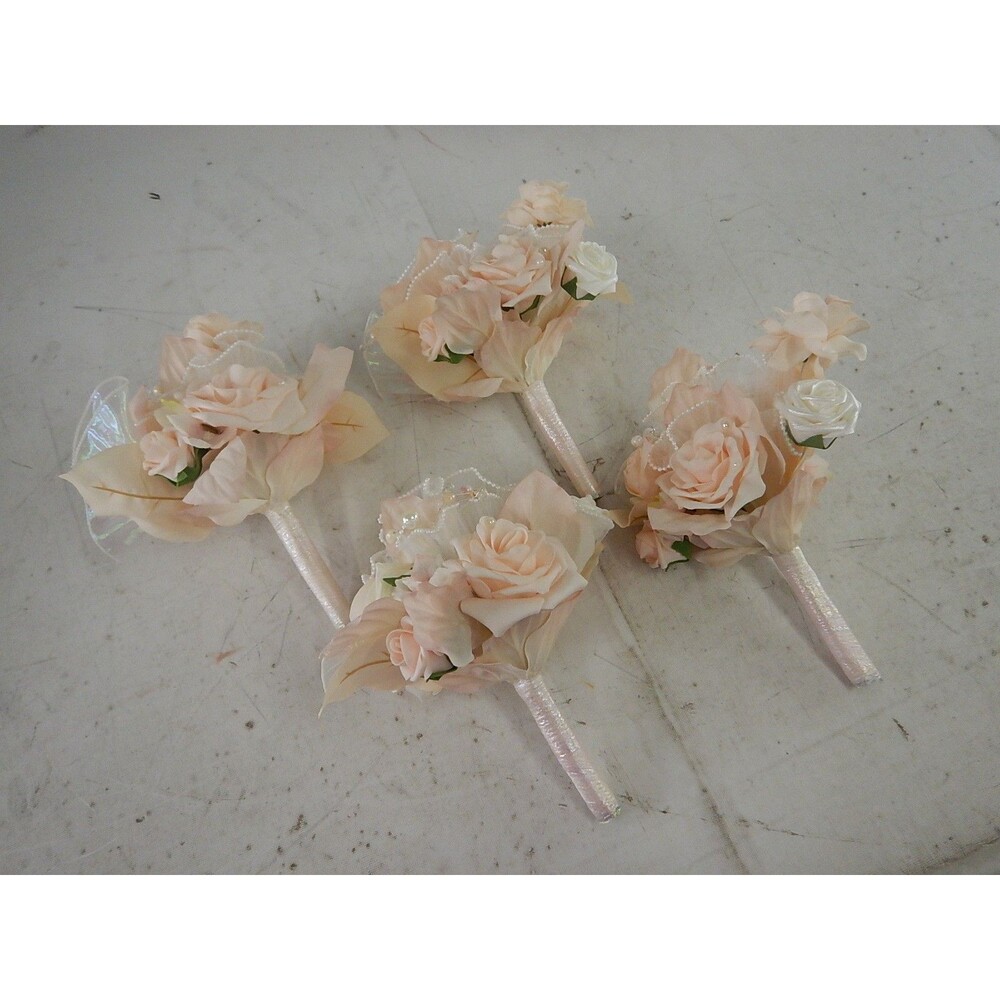 Ling's Moment Artificial Flowers Pink Bridesmaid Bouquet Set of 4, Blush  7"